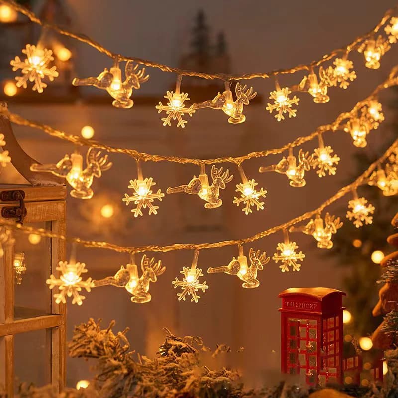 Fiocco di neve di natale alce String Lights albero di natale luci di fata ghirlanda decorazioni di buon natale Navidad forniture per feste di capodanno