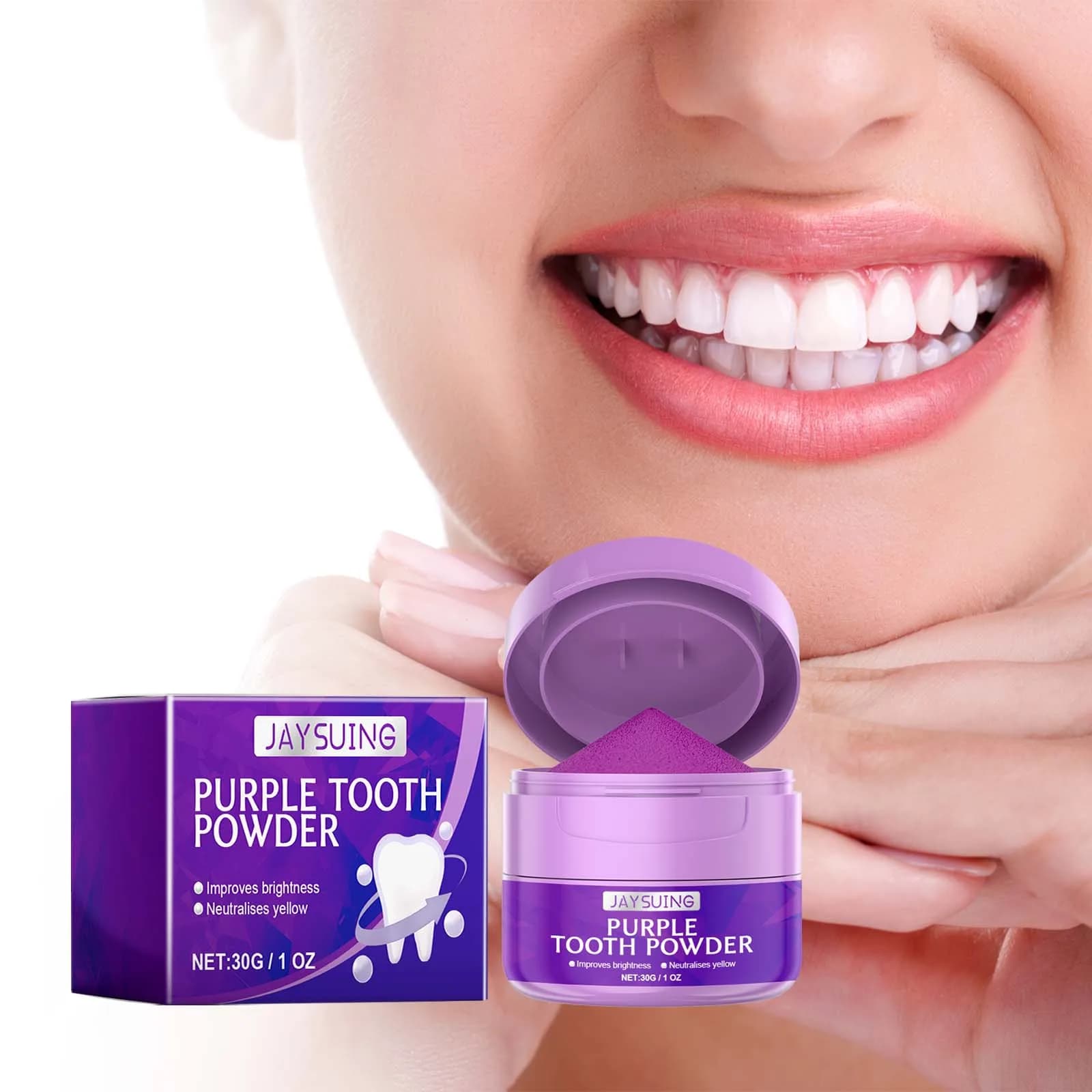 Teeth whitening powder Purely white Macchia Removal of dental computation Non-sensitive mint taste Oral hygiene Cleanliness Fresh food