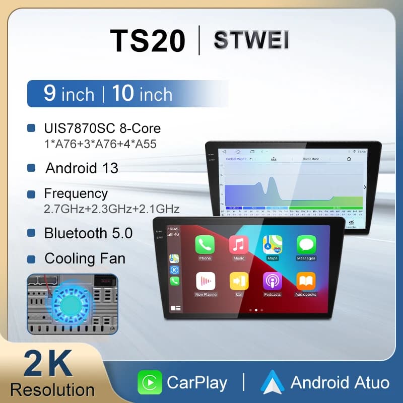 1DIN android13 2K 360 Panorama Autoradio 7/9/10 pollici Universale Host Lettori Topway TS20 7870 Per lada hyundai Suzuki Ford