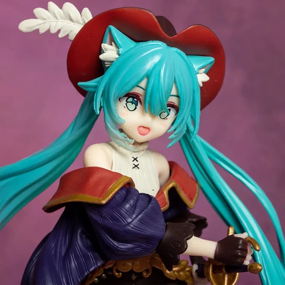 Anime Hatsune Miku Figura Fiaba Paese delle Meraviglie Hatsune Miku Gatto in Stivali Kawaii Action Figures Collezione per adulti Modello Giocattolo Regalo