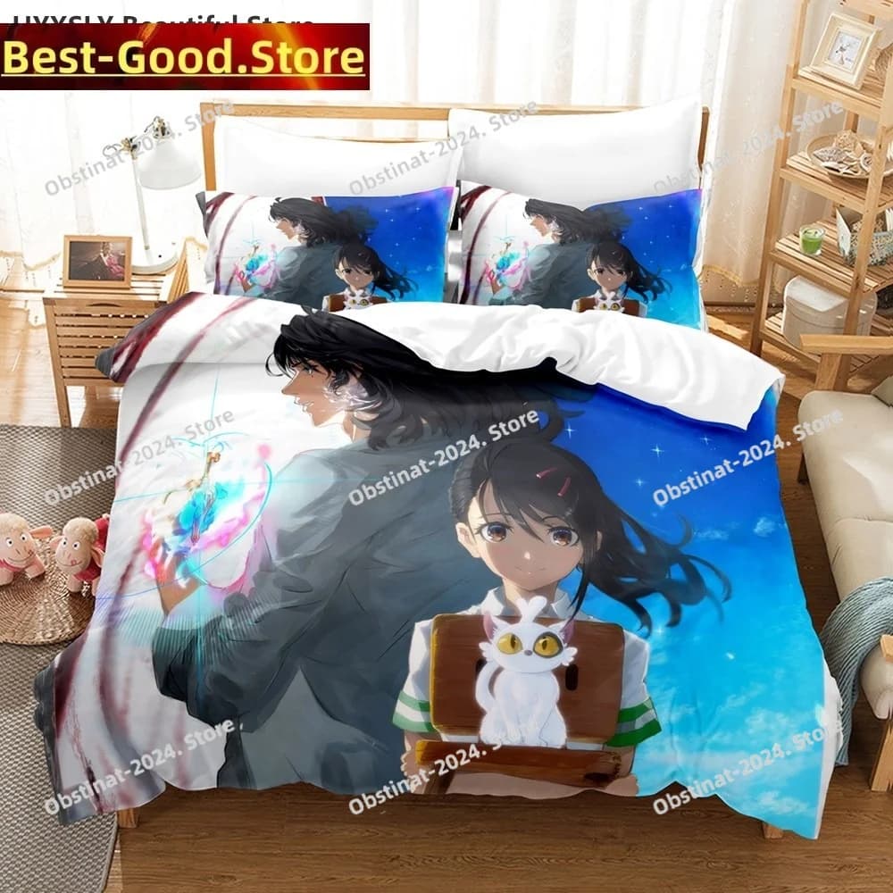 Suzume no Tojimari Set biancheria da letto 3D Anime Copripiumino in poliestere Federe Queen King per regalo per bambini Set copripiumino anime carino