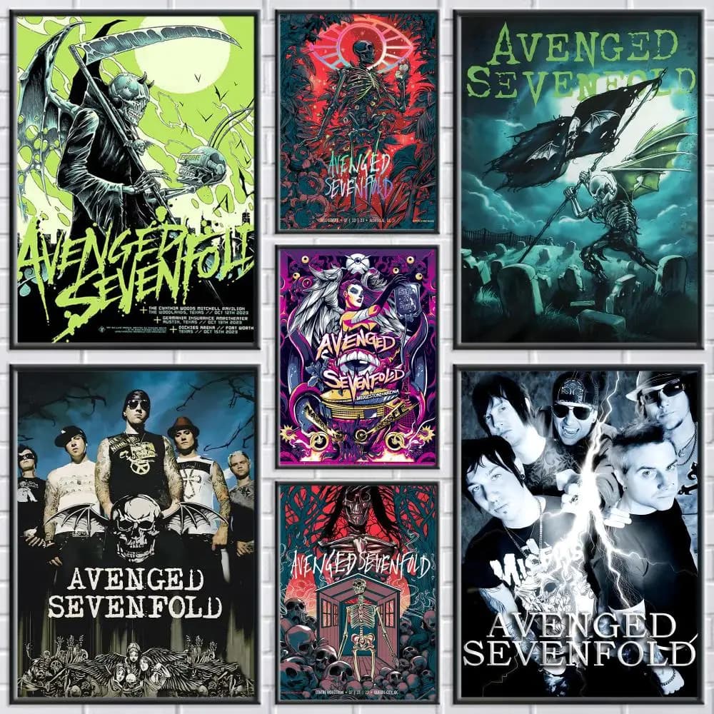 Band A-Avenged Sevenfold Painting Calligraphy Frameless Canvas Poster Wall Art Perfect For Hallway Home Decoration Holiday Gifts