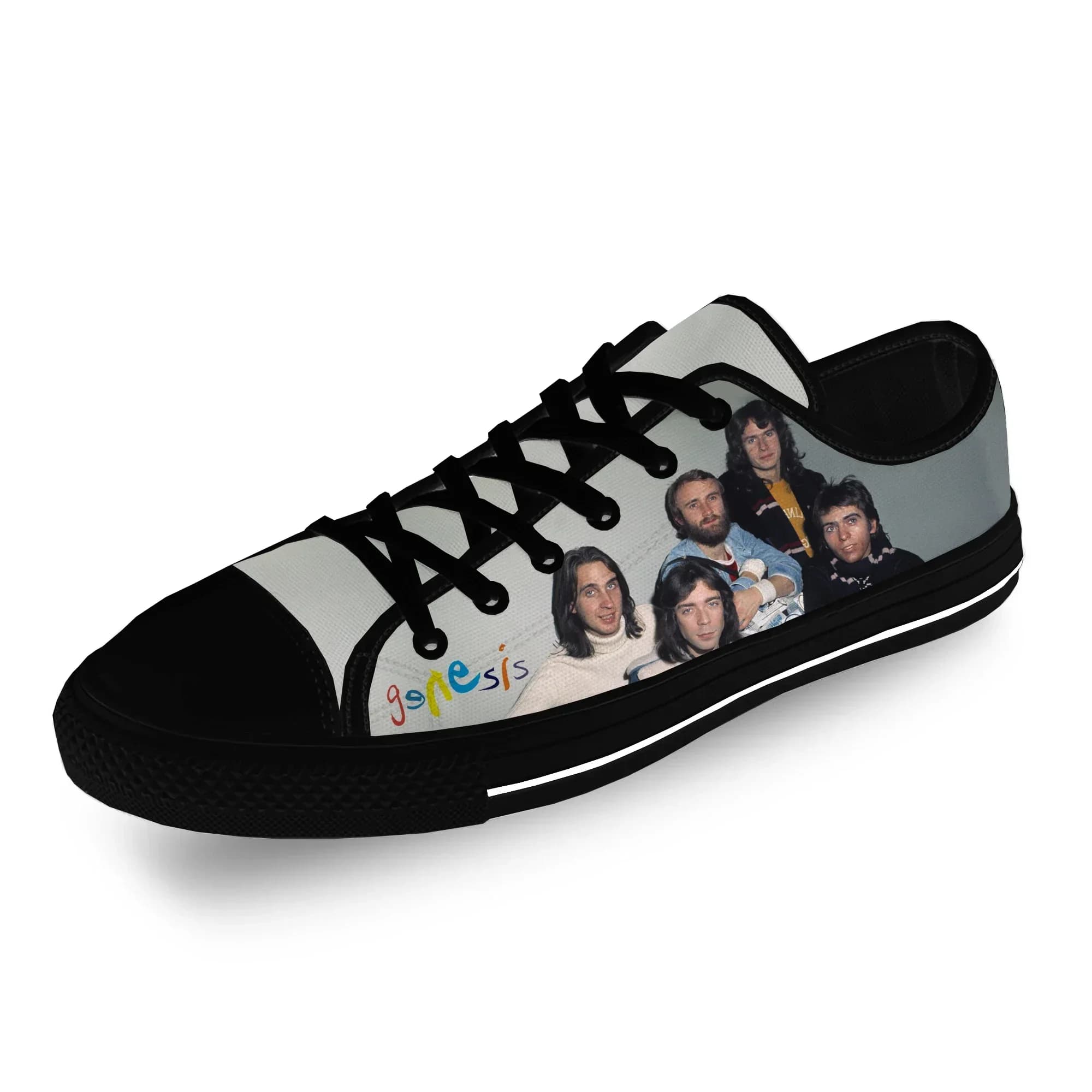 Rock band Low Top Sneakers Genesis Scarpe casual da uomo, da donna, per adolescenti, scarpe da corsa in tela, stampa 3D, scarpe leggere e traspiranti