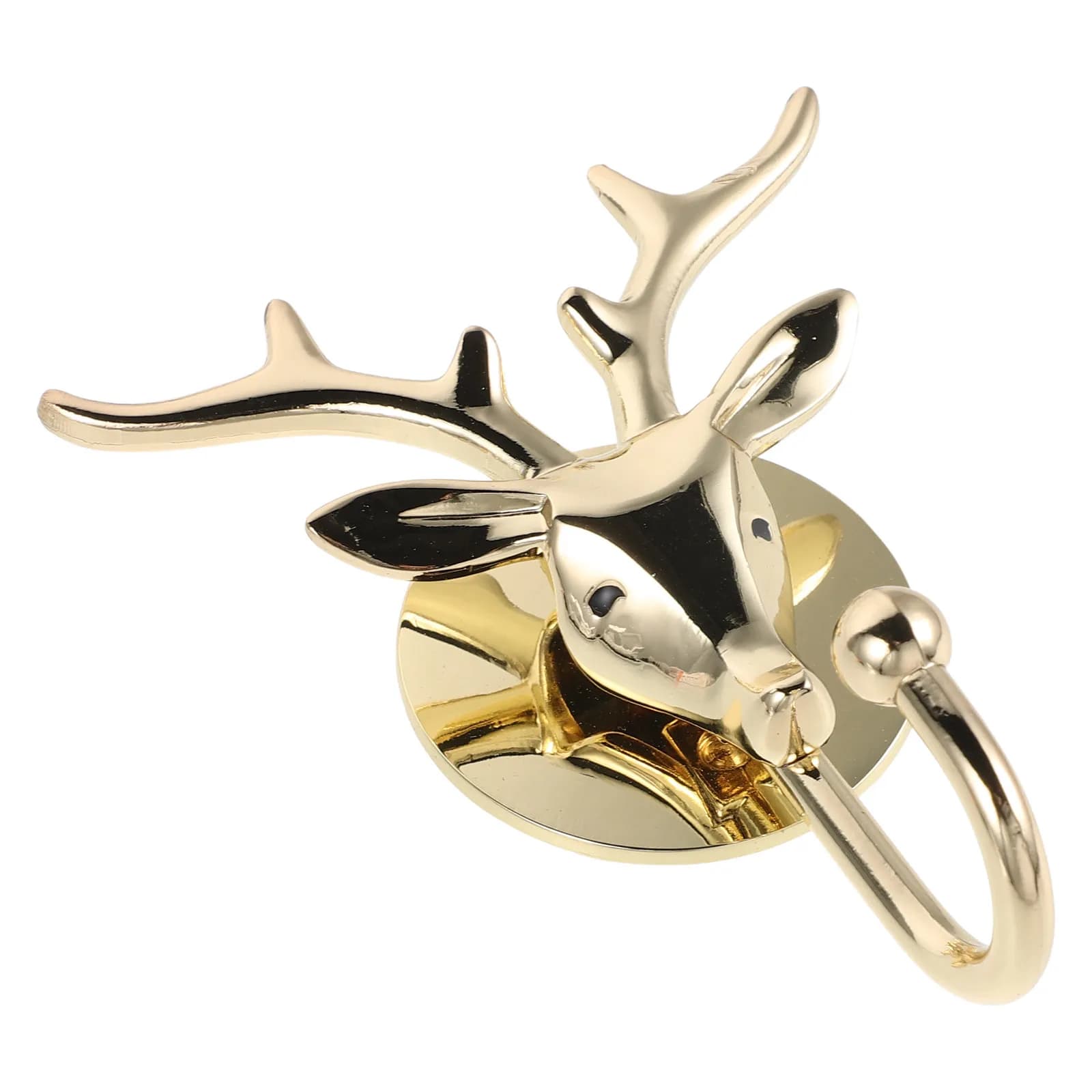 Golden Deer Head Coat Hook Solid Metal Animal Wall Mounted No Drill Adhesive Decorative Hooks for Hat Key Towel Entryway Bedroom