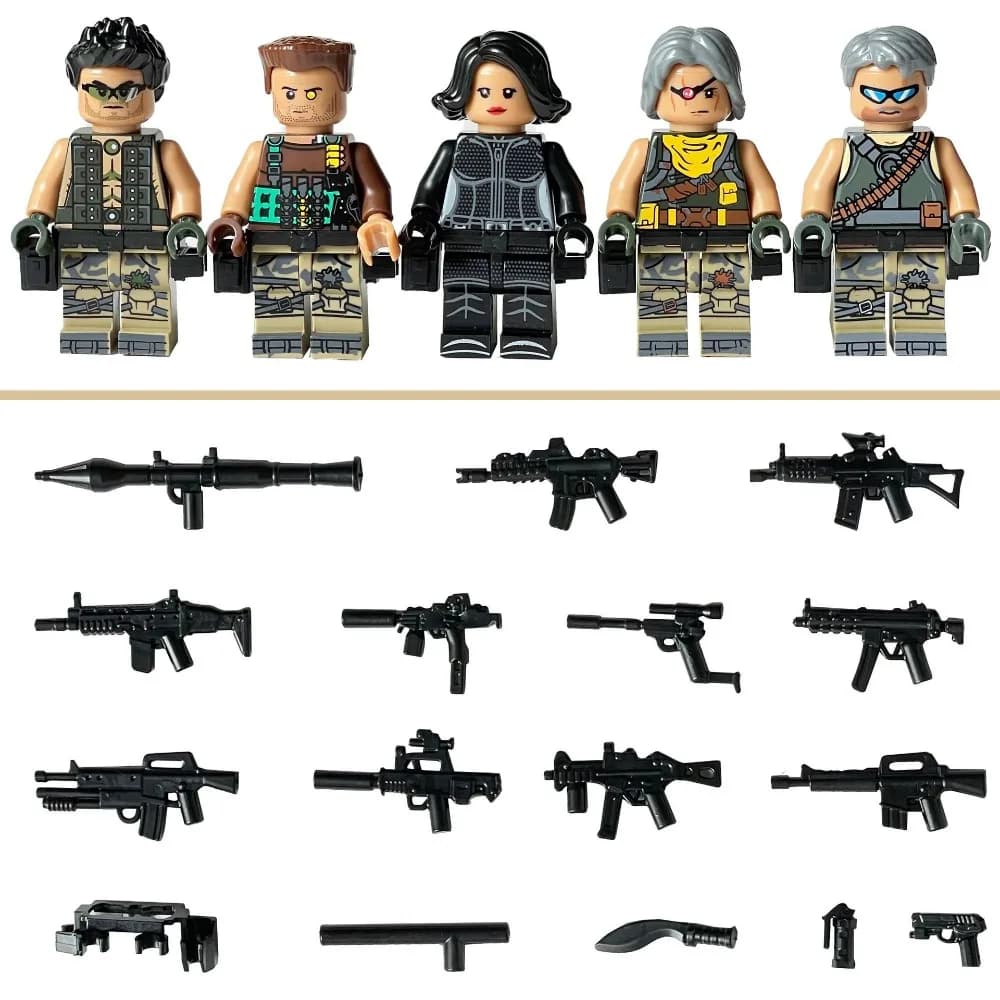 Set di bambole della seconda guerra mondiale collezione di armi della serie militare sacchi di sabbia Figure assemblare giocattoli Creeper per bambini giocattoli educativi