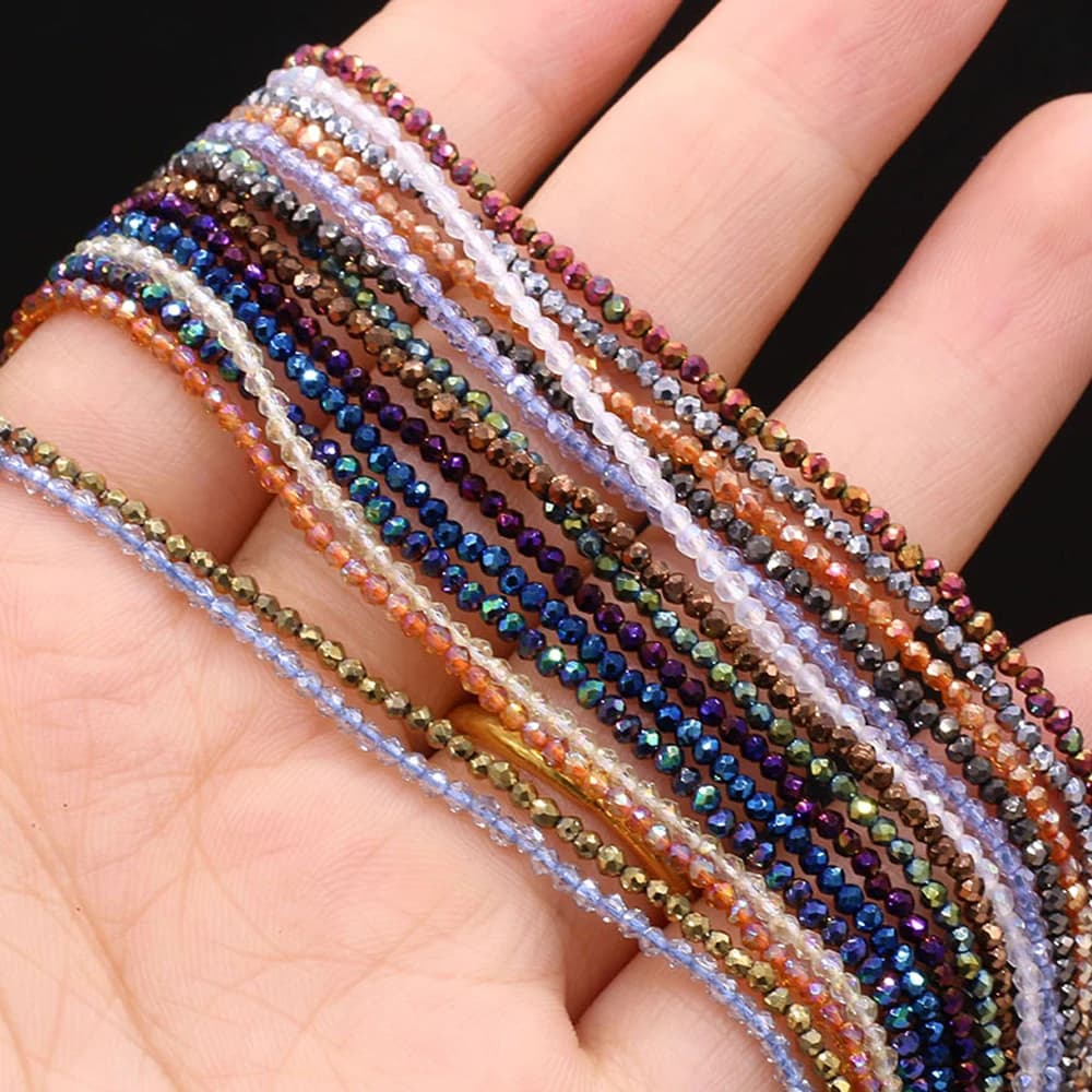 5 Strands Natural Stone Beads Plating Color Faceted Crystal Stione Spacer Loose Beads Bracelet DIY Jewelry Making Necklace 2/3mm