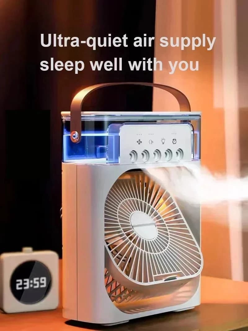Nuovo ventilatore 3 in 1, condizionatore d'aria, mini raffrescatore d'aria domestico, luce notturna a LED, umidificatore portatile, ventilatore con funzione di condizionamento, per ufficio e casa