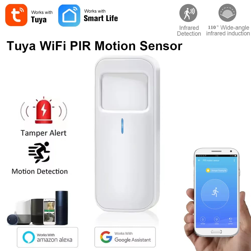 Tuya WiFi Rilevatore di presenza umana Rilevatore di sensori PIR per il corpo umano intelligente Sicurezza Smart Life Funziona con Alexa Google Wireless Home