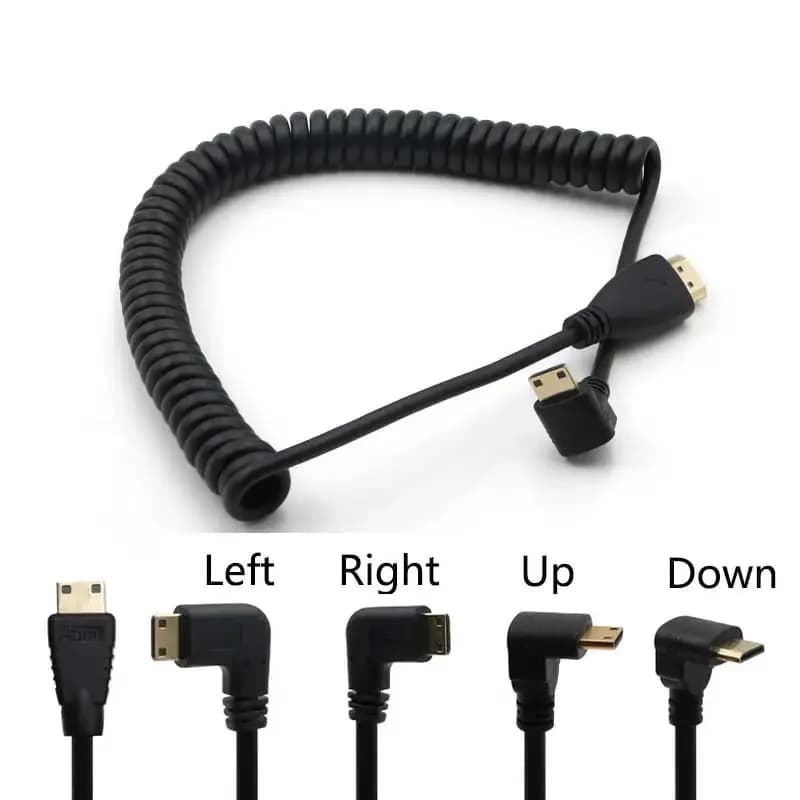 High Speed Mini HD-to HDTV Cable Gold-Plated Spring Curl HDMI-compatible 4k V1.4 For Sony Canon DSLR Nikon Camera Camcorders