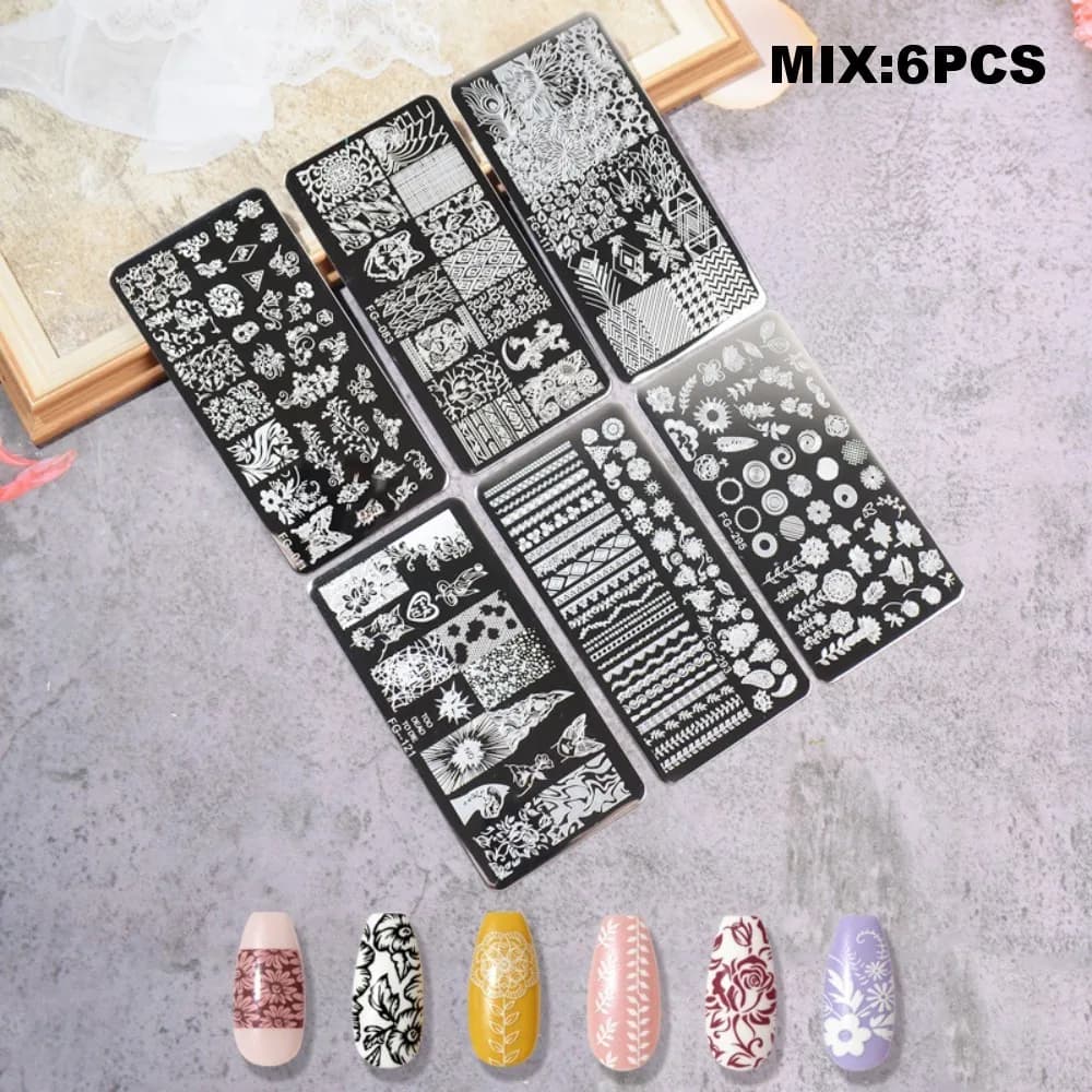 Piastra per stampa unghie di varie forme, stencil per trasferimento, modelli per decorazioni unghie fai da te, strumento per manicure.
