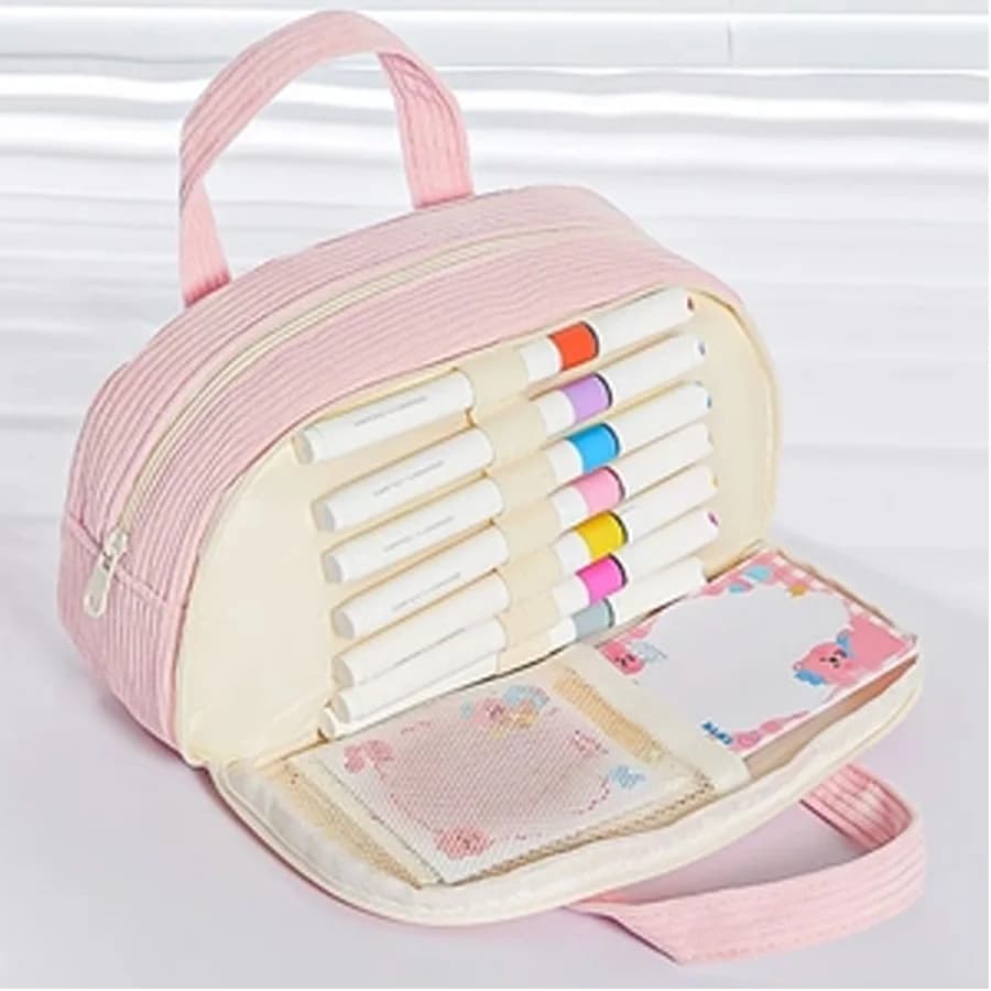Astuccio portapenne in peluche colorato di grande capacità, scatola portaoggetti portatile per il trucco, adatto per l'uso nelle scuole, negli uffici e nelle famiglie