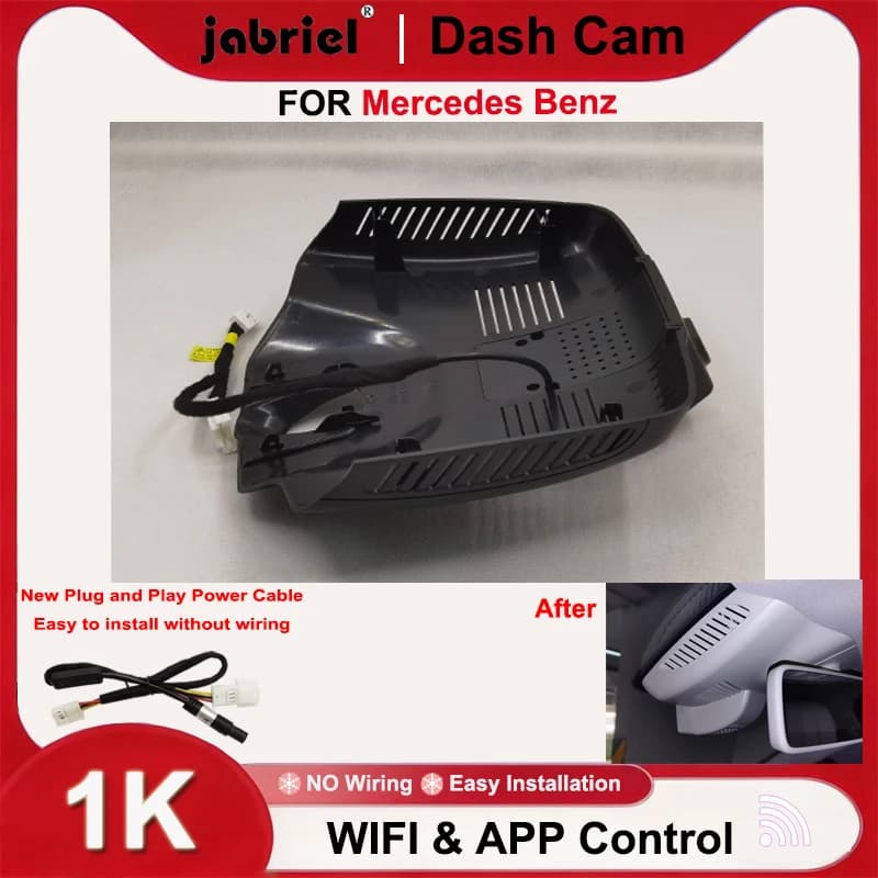 DashCam Jabriel 1080P Wifi per Auto, Compatibile con Mercedes Benz Classe E w212 w213, Classe C w205 s205, Mercedes GLC x253