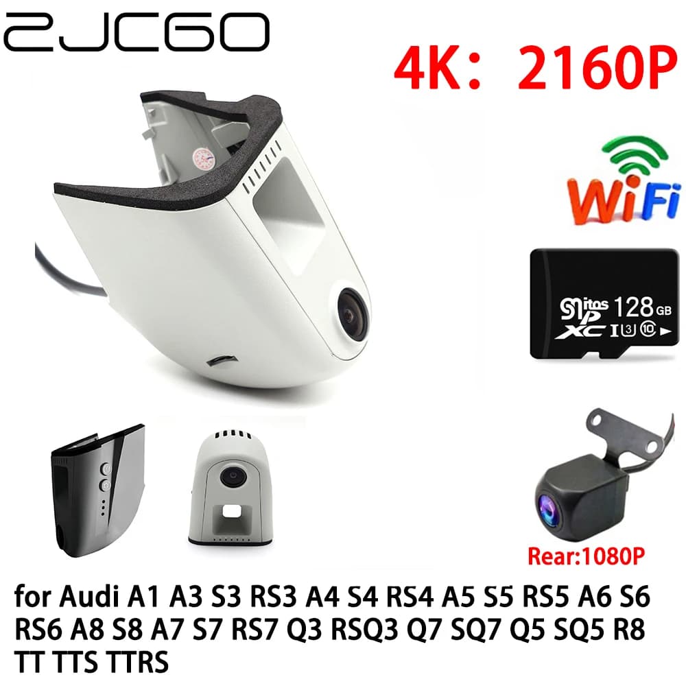 ZJCGO Car DVR Dash Cam Wifi Front camera rear 2 lenses 2K 4K 24h Parking for Audi A1 A3 S3 RS3 A4 S4 RS4 A5 S5 RS5 A6 S6 RS6 A8 S8