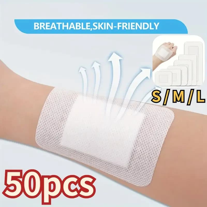 50pcs Large Size Hypoallergenic Non-woven Medical Adhesive Wound Dressing Band Aid Bandage Large Wound First Aid Health Patch