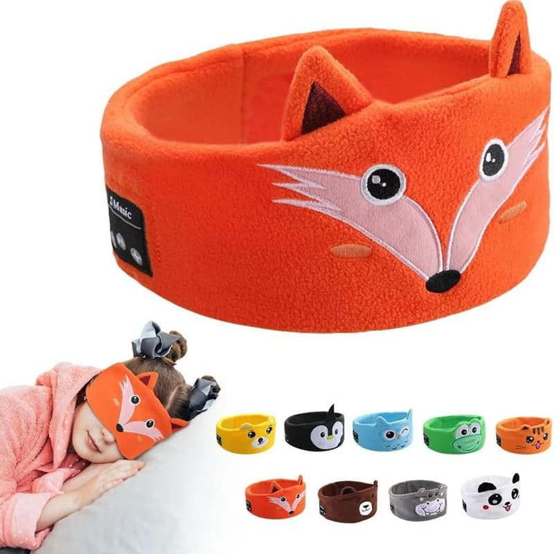 Cartoon Animal Bluetooth Music Headband Bluetooth V5.0 Chip Headband Mask Speaker Sleep Headphones For Kids Outside Sleeping