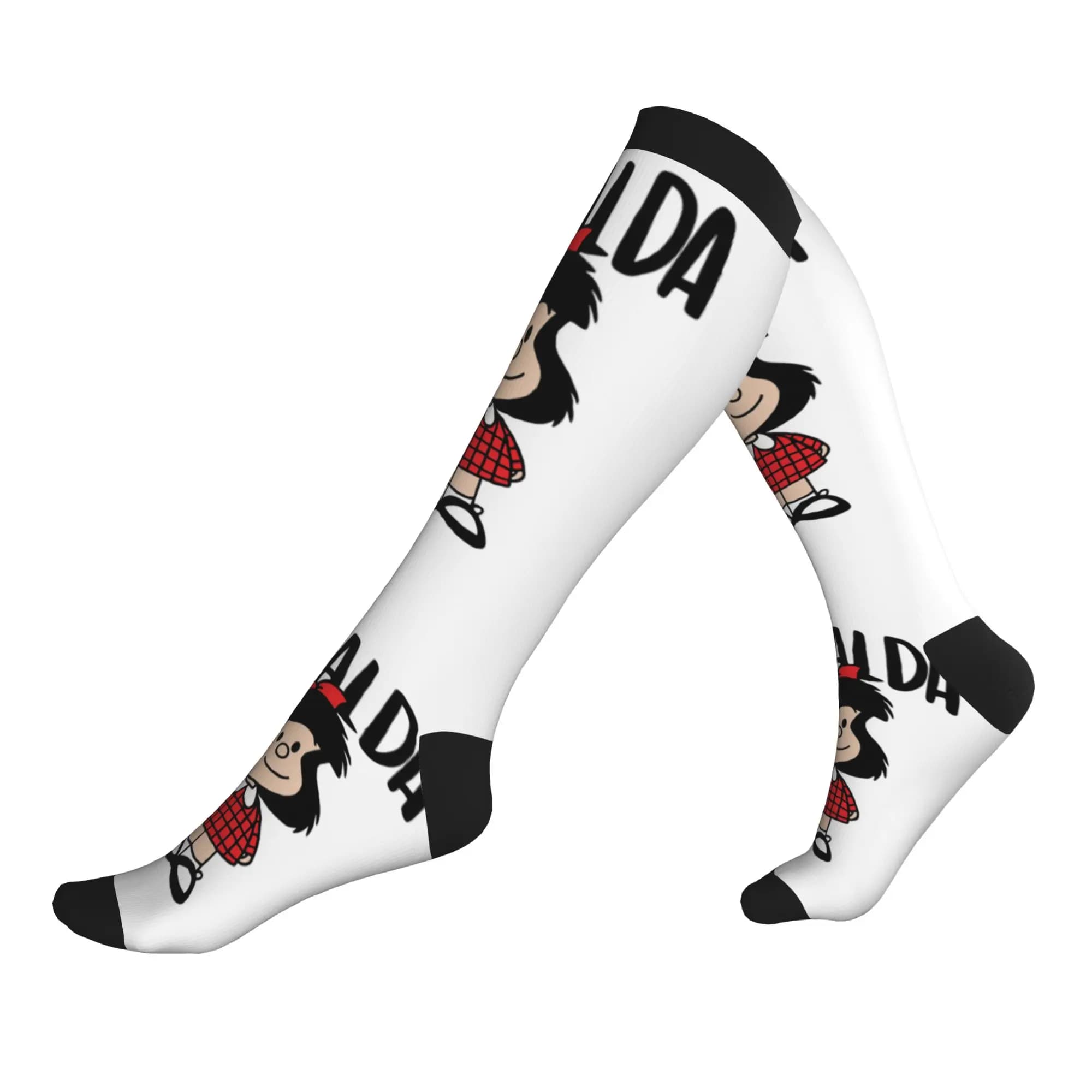 Manga Quino Mafalda Kawaii Cartoon Men's Sports Compression Socks Unisex Fun 3D Printed Dress Socks