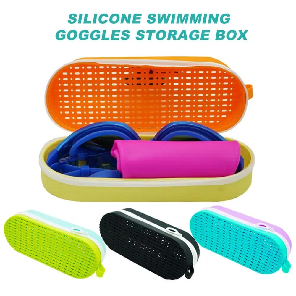 Silicone Swim Glass Case with Exhaust Hole Protective Shock Glass Box Swim Glass Holder
