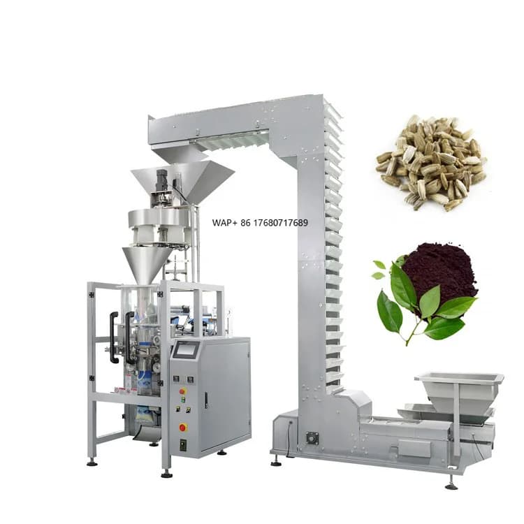 Macchina confezionatrice di riempimento granulare solido per snack di cubetti di zucchero di fagioli di cacao di arachidi con bustine di forma automatica