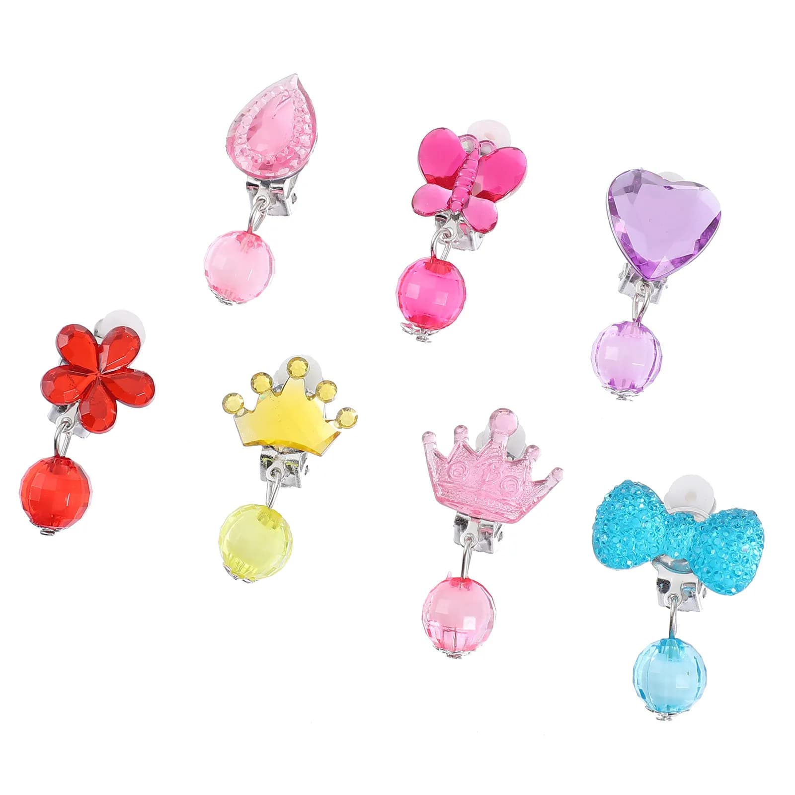 7 paia di orecchini a clip per ragazze e bambini, clip per le orecchie, eleganti, resistenti allo sbiadimento, comodi, leggeri, portatili, con scatola per riporre gli oggetti