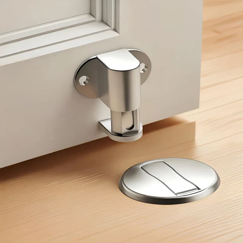 Fermaporta Magnetico Regolabile in Acciaio Inossidabile, Anti-Collisione, Invisibile, Senza Foratura, Accessorio di Sicurezza Domestica per Pavimento del Bagno