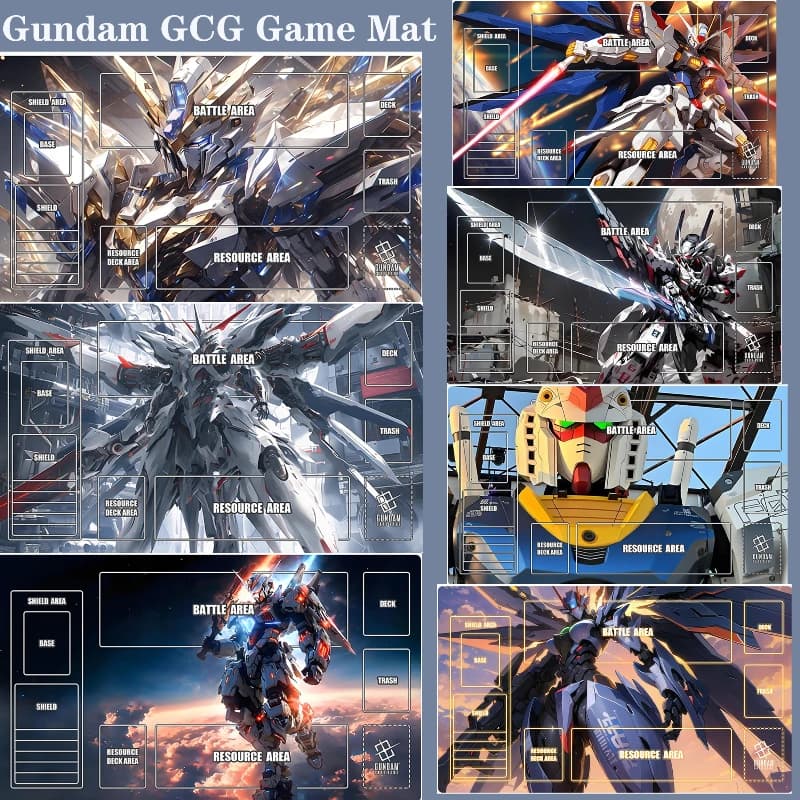 2025 Nuovo Gundam GCG Tappetino da gioco singolo 600x350mm Tappetino da gioco di carte anime fai da te antiscivolo Tappetino da tavolo per giocatore singolo Regalo per bambini Collezionisti