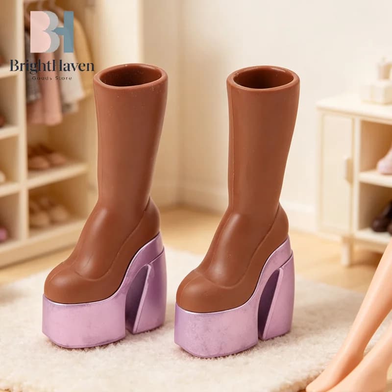 Mini Doll Simulation High Heel Boots Doll Dress UP Accessories Dolls House Clothes Decoration For Girls Pretend Play Toys B.H