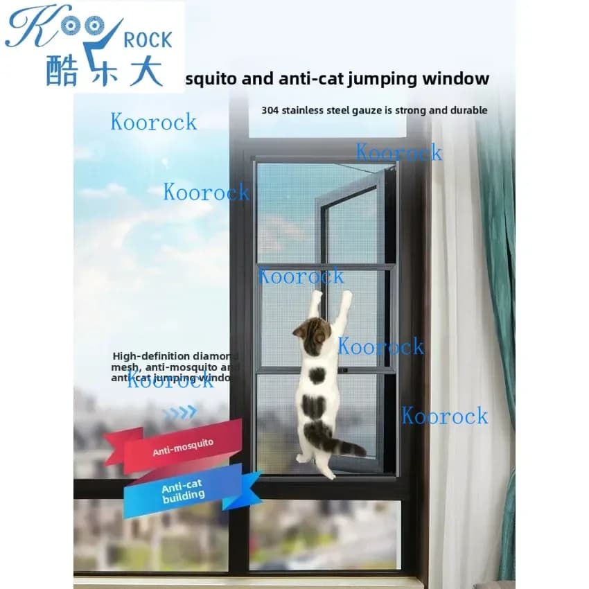 Zanzariera fai-da-te senza foratura - Rete di sicurezza personalizzabile scorrevole/per balcone per gatti, anti-zanzare, apertura a scatto, rete robusta