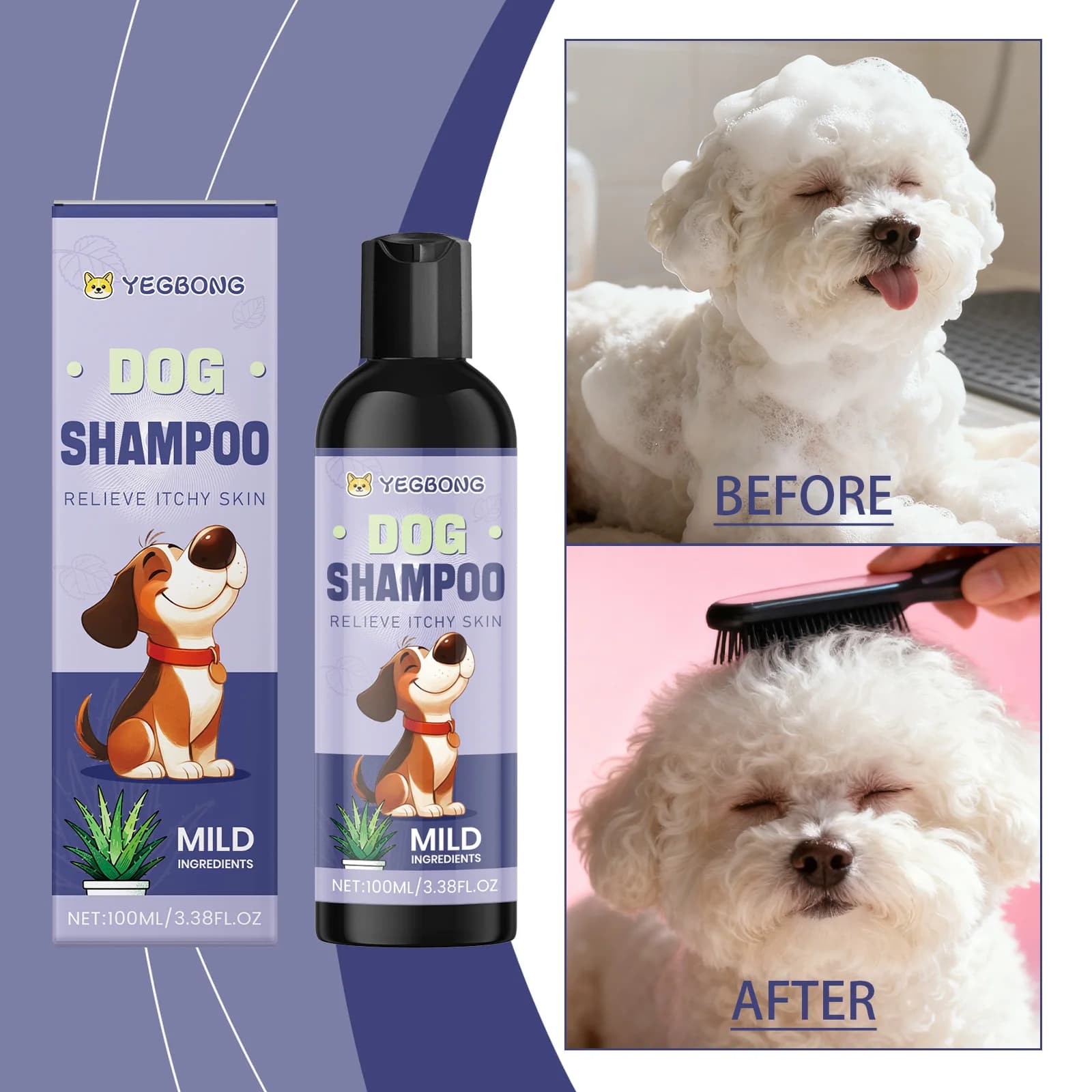 Natural Dog Shampoo Cleansing Odor Control Deodorizing Anti Itch Dirt Hair Follicles Keep Coat Silky Soft Shiny Pet Bath Shampoo