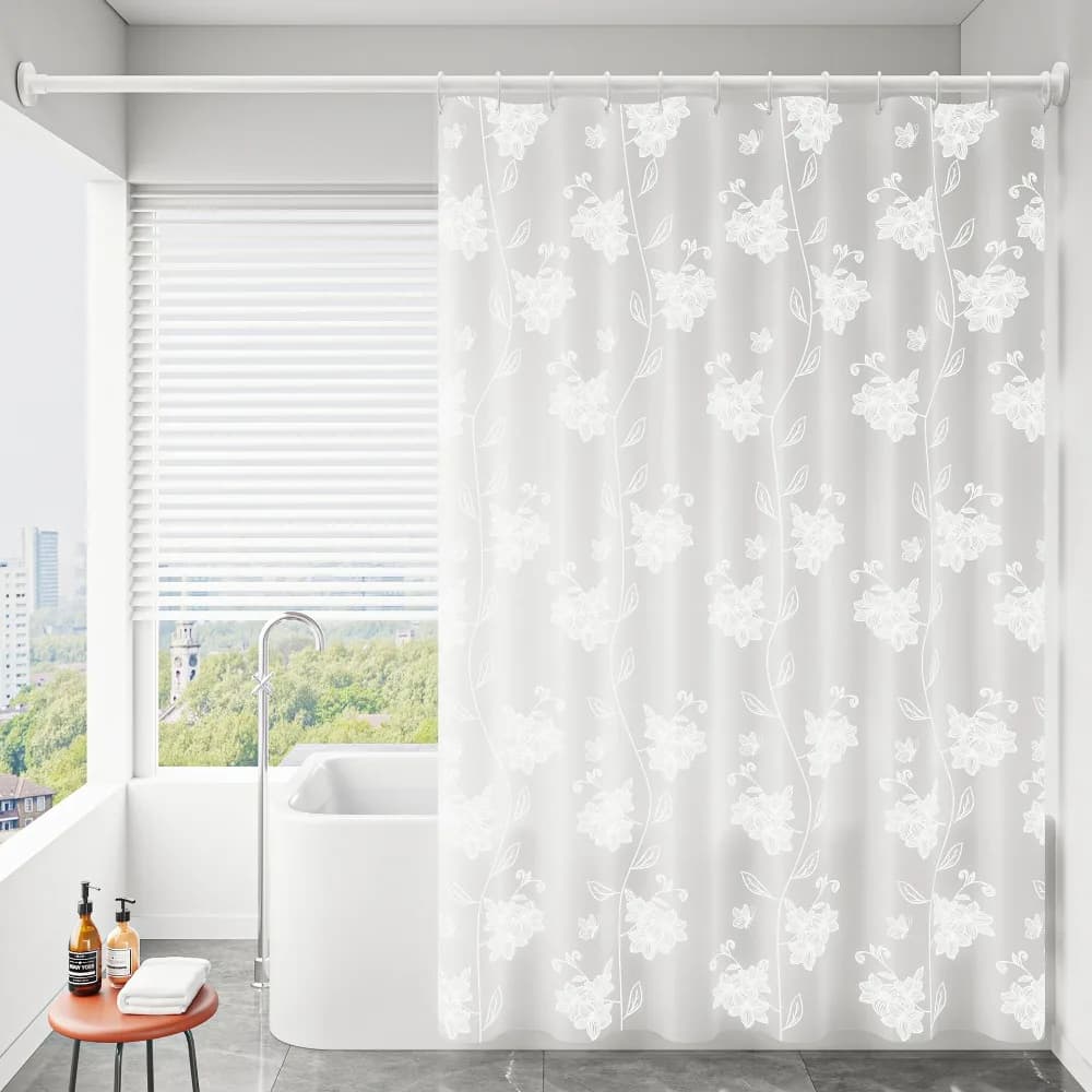 Tenda da Doccia Moderna in EVA Impermeabile Antimuffa con Ganci, Tenda per WC Senza Foratura, Tenda Spessa per Privacy, per Dormitorio