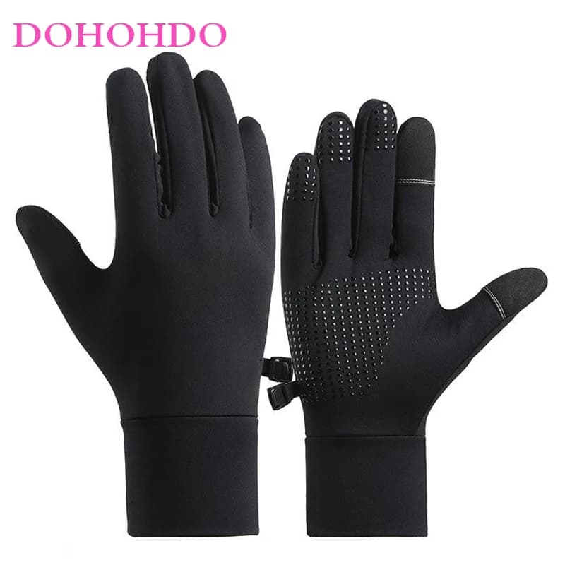 Guanti da equitazione invernali neri da donna imbottiti in velluto antivento resistenti al freddo touch-screen impermeabile guida guanti da moto maschili caldi