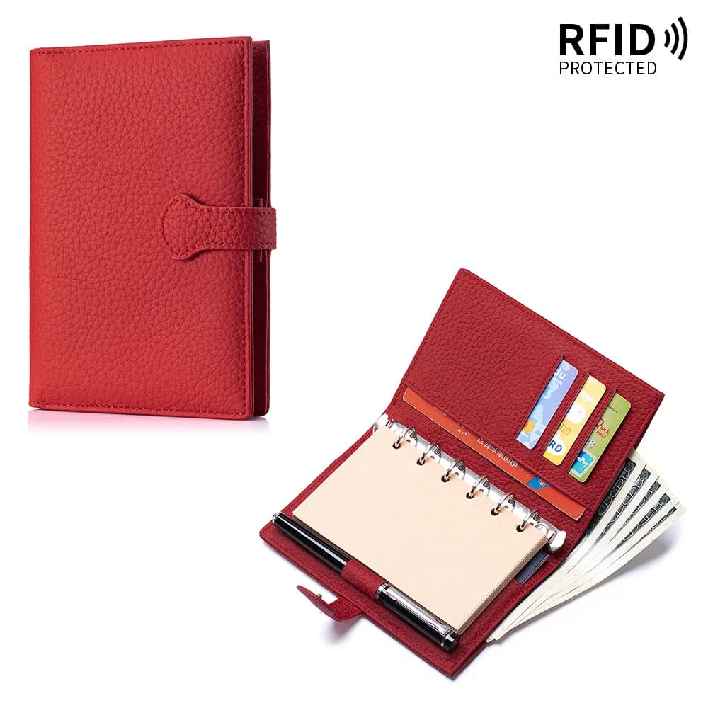 Woman Wallet Coin Purse Genuine Leather Mini A7 Notebook Stylish Portable Notepad Leather Diary Travel Portable Passport Holder