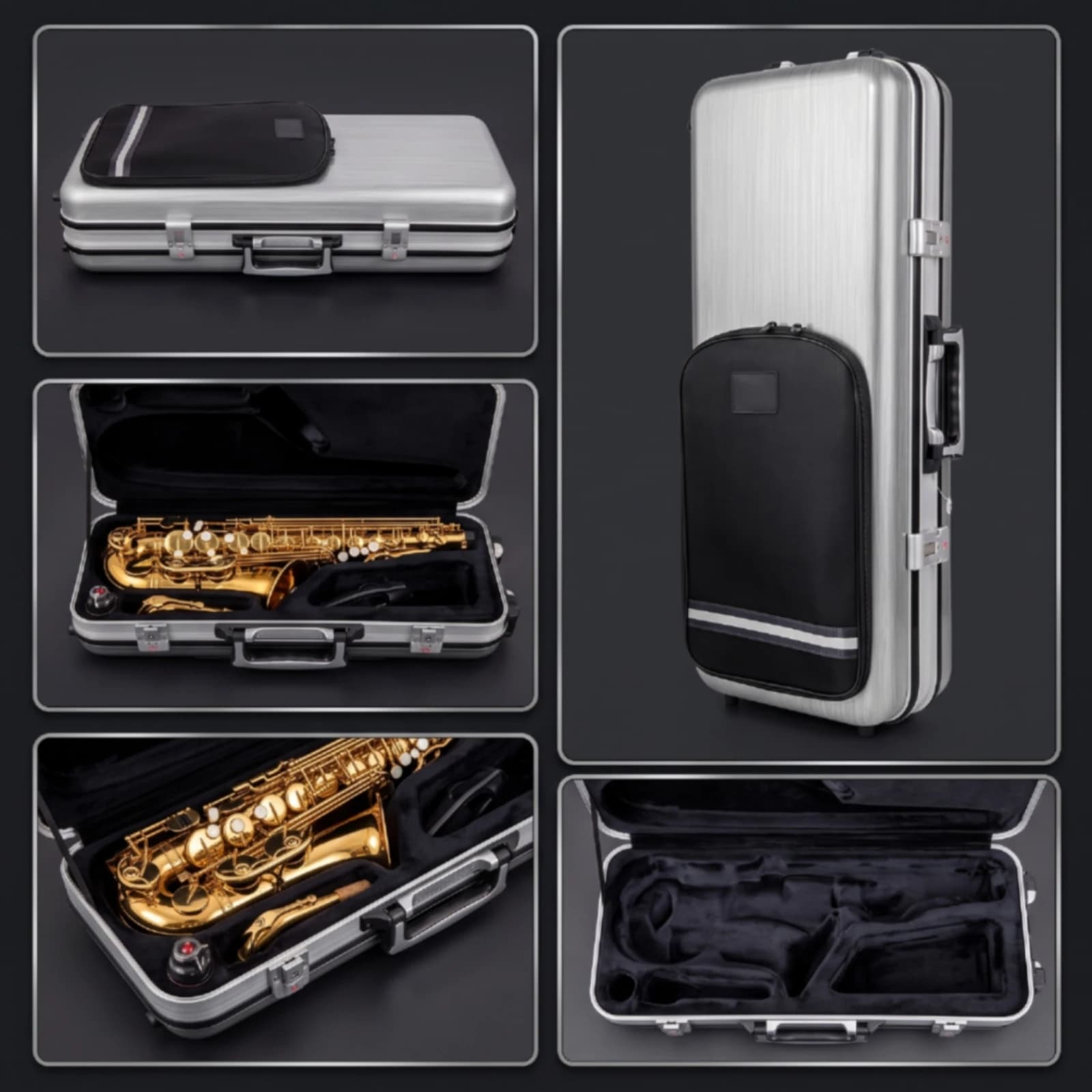 Hard-Shell Saxophone Case Rectangular Saxophone Case with Backpack Straps Travel-Friendly Impact-Resistant for Musicians, Gigs