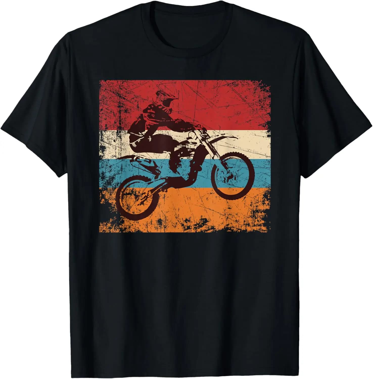 Retro Off Road Motorcycle Motocross Enduro T-Shirt 100% Cotton Trendy Y2K Short-Sleeve Tee-Soft, Quick-Drying, Moisture-Wicking;