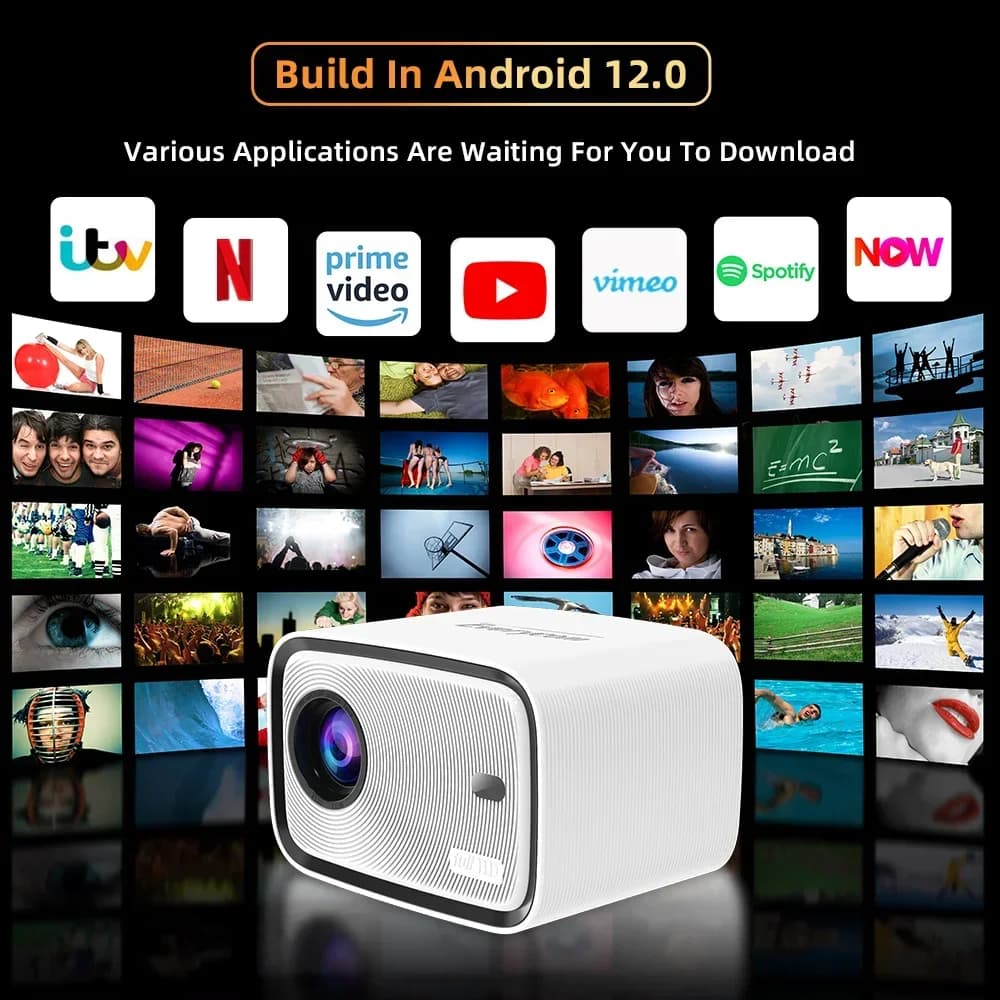 Mini Proiettore Portatile Android 4K H5 Pro, Proiettori HD 4K 1080p per Home Theater, TV Android, Proyector 4K Video, Projecteur