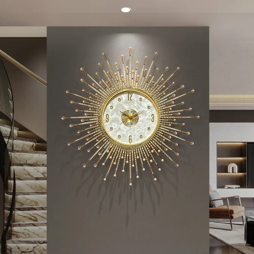 Orologio da parete in vetro dorato Design nordico Orologio da parete per camera da letto di lusso Unico e silenzioso Reloj De Pared Para Sala Decorazione di mobili