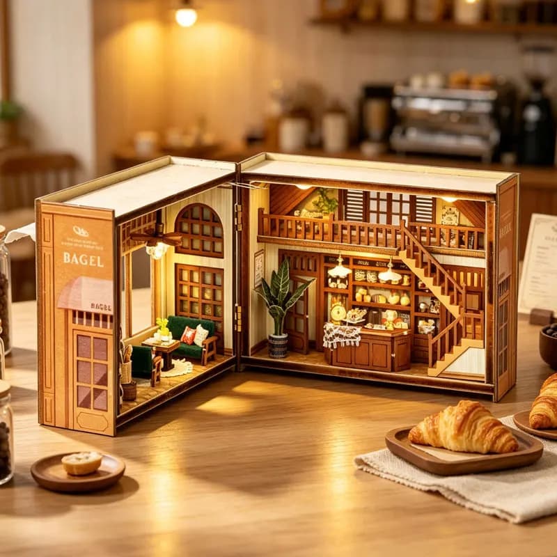 Wooden Doll House 3D Puzzle Assembly Building Model Kit Room Toys Home Bedroom Decoration With Furniture LED Lights Xmas Gifts