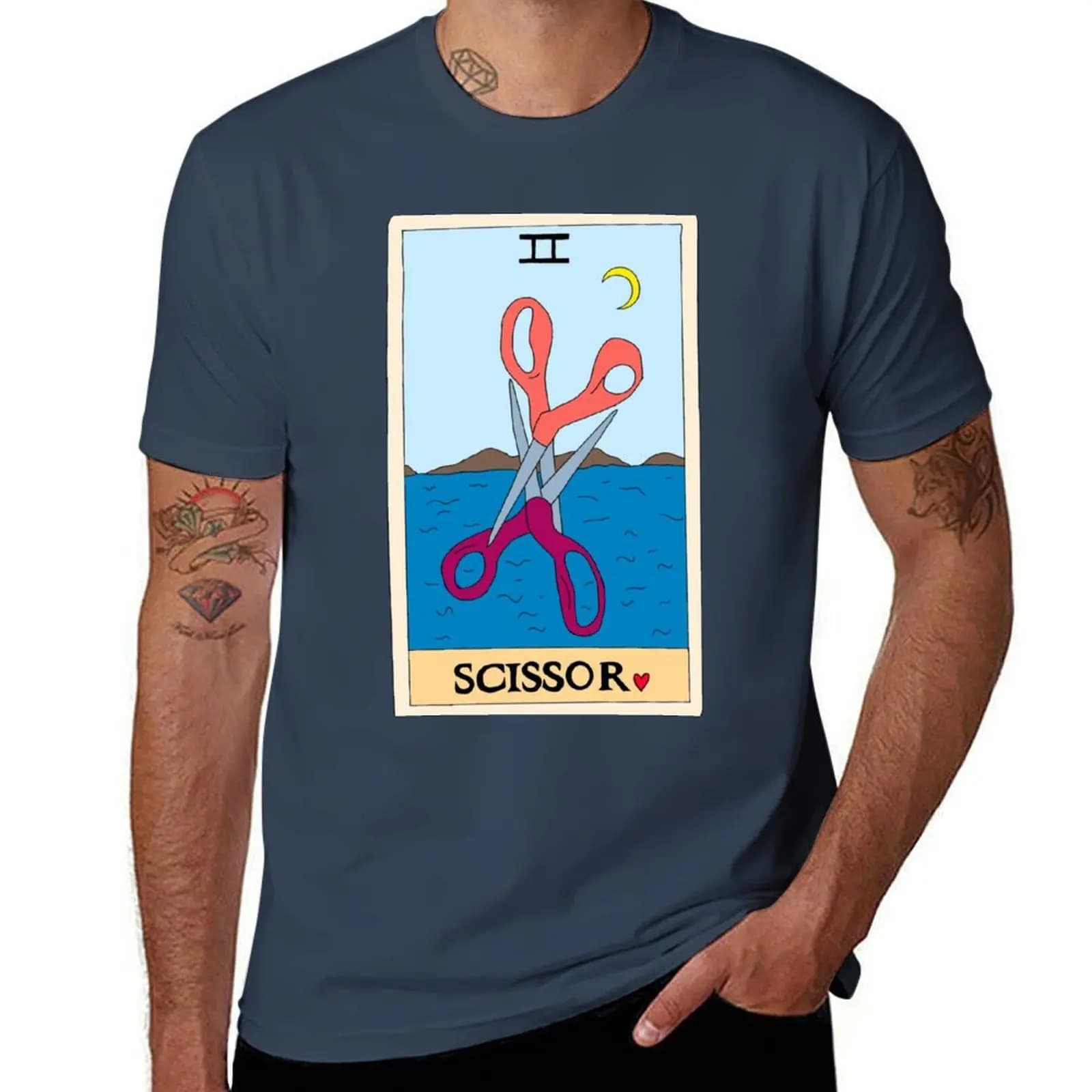 T-shirt Scissor Card Tarot, camicia da lavoro a maniche corte