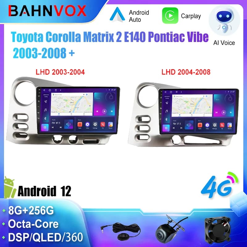 Android Car Radio Carplay for Toyota Corolla Matrix 2 E140 Pontiac Vibe 2003 2008 GPS Navigation Multimedia Player Stereo screen
