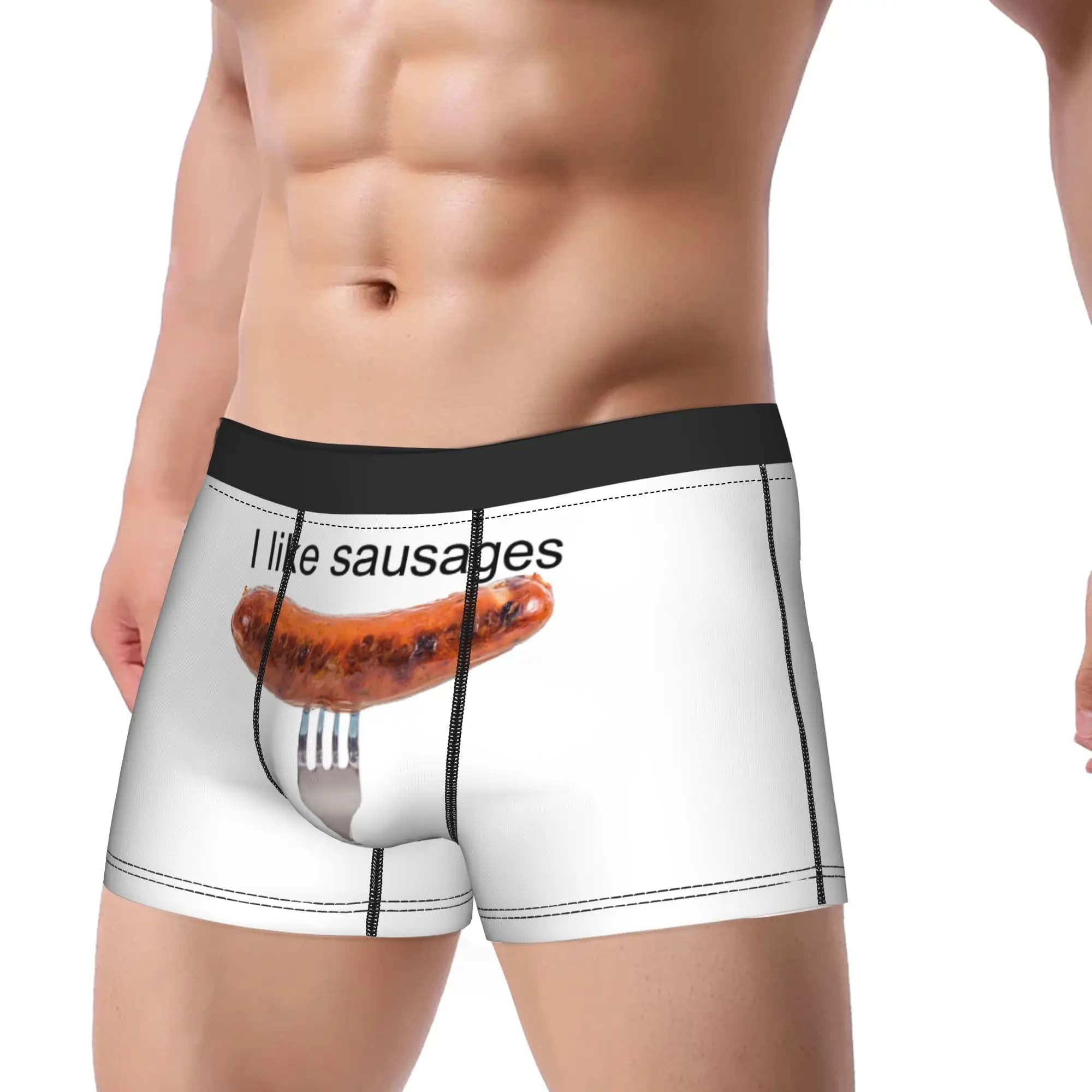 Men Boxer Briefs Shorts Panties Sausage HOT DOG Breathable Underwear Male Funny Plus Size Underpants