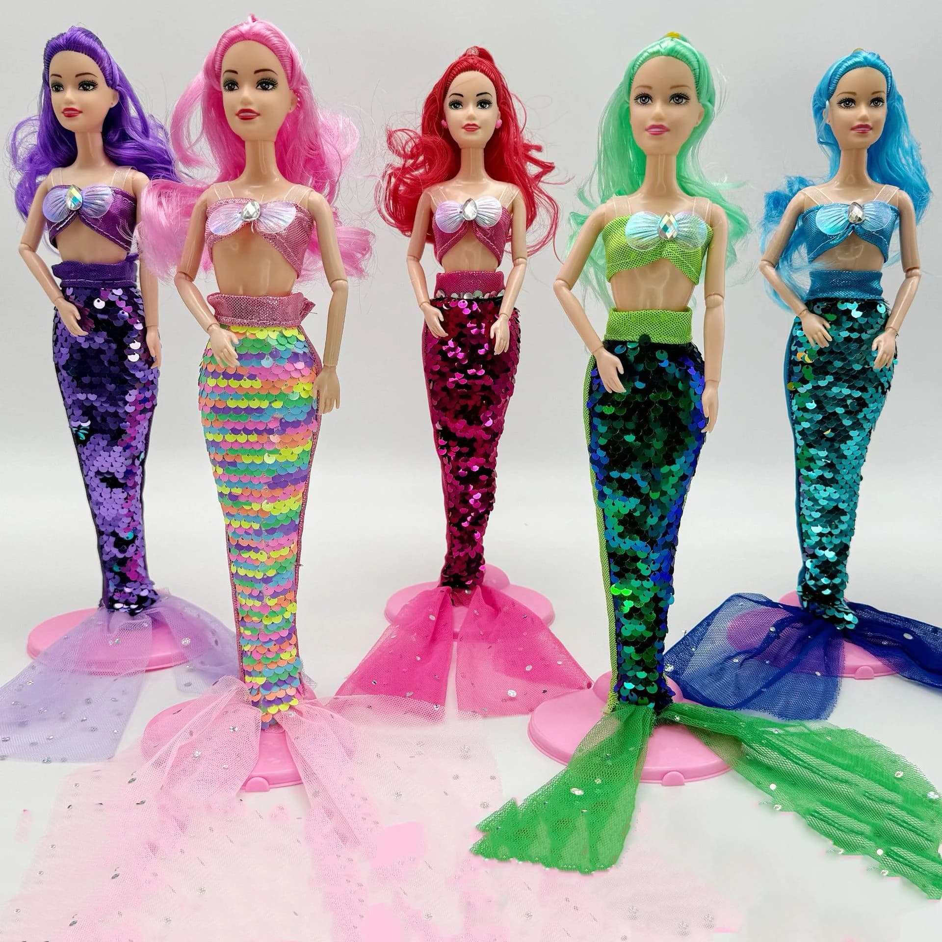 11 pollici sirena bambola set completo multi giunti mobili 1/6 30 cm bambola con gonna di paillettes vestiti vestito ragazze vestono giocattoli regali fai da te