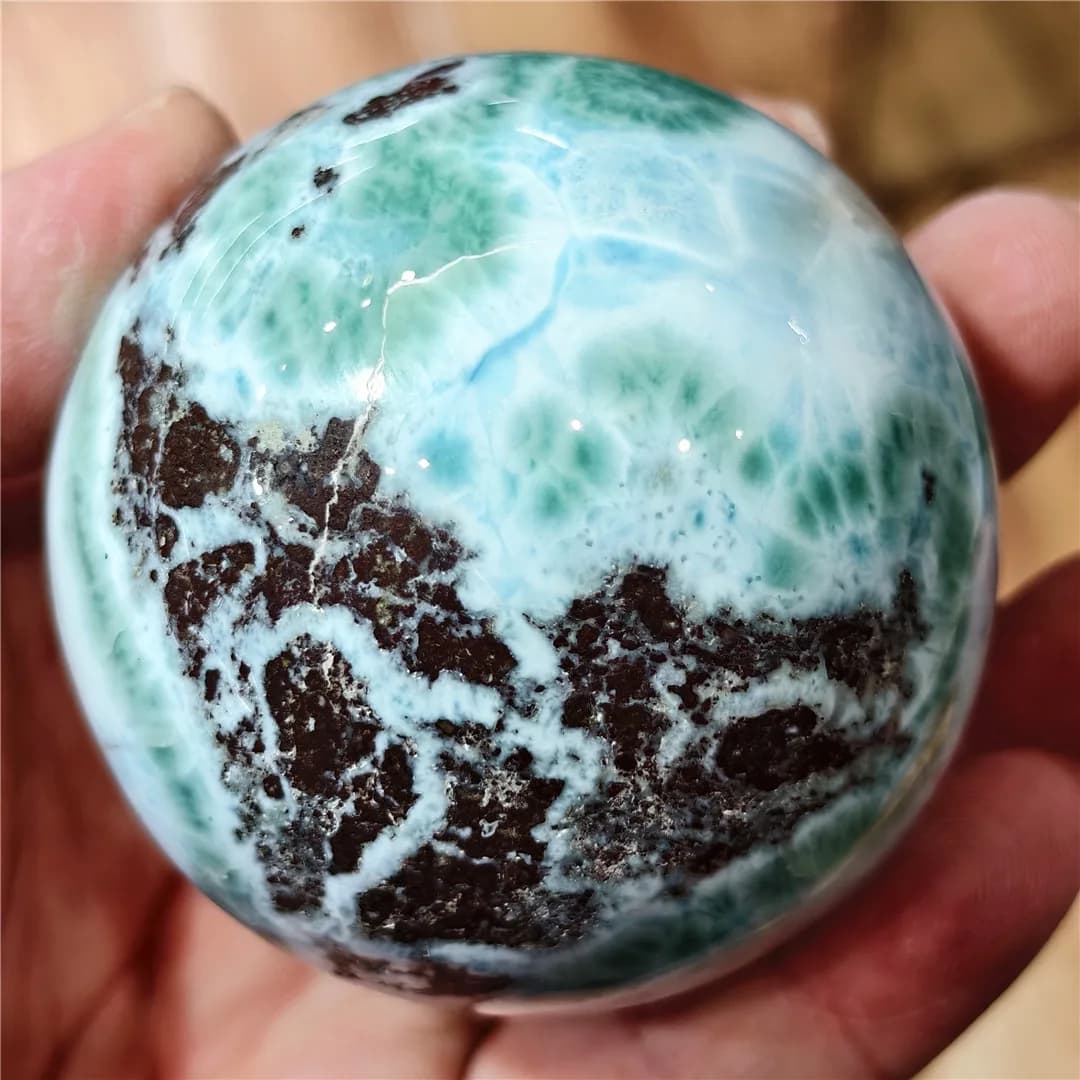 300-380g 70-150g REALE Naturale Larimar Sfera di Cristallo Minerali Pietre Preziose Indie Gioielli Reiki Chakra Spirituale QUARZO Decor SPERE
