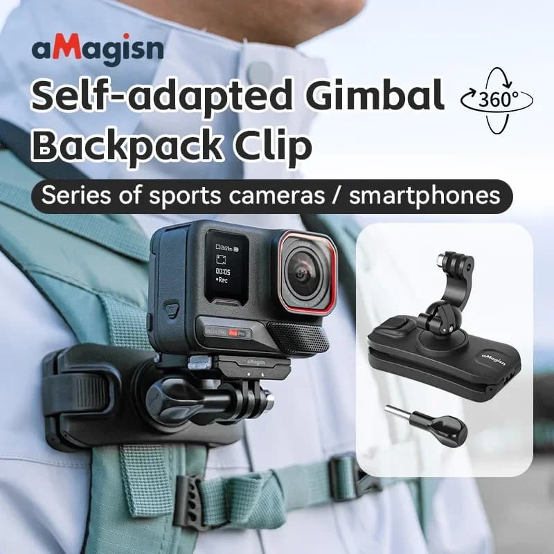 aMagisn Gancio per selfie stick per zaino per action camera Insta360/DJI/GoPro Accessorio con gancio rapido