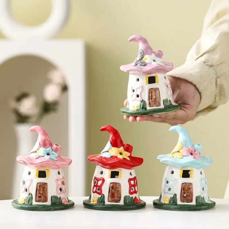 ​ ​ ​ ​ ​ ​ ​ Fata incantata Cottage Luce notturna Ceramica Fungo Casa Arredamento camera da letto Lampada da sonno carina Regalo per ragazze Bambini Bambini