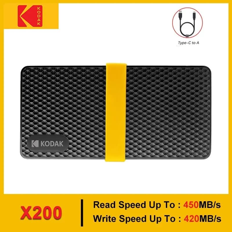 Kodak X200 SSD Portatile 2TB 1TB 512GB 256GB USB 3.1 Tipo C Unità a Stato Solido Esterna per PS4 Laptop MacBook PC