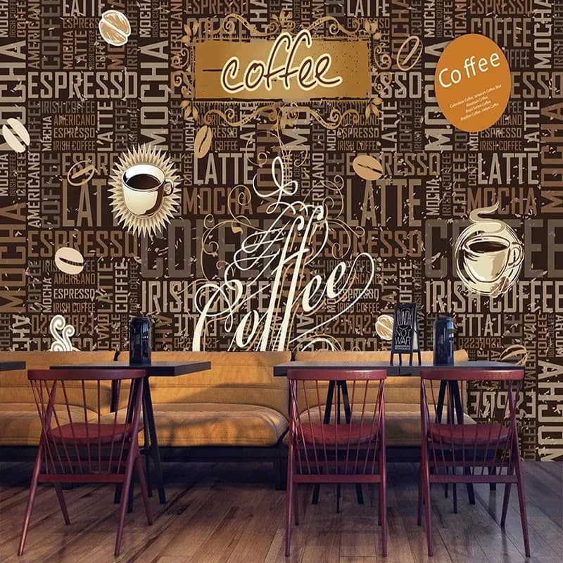 Custom Any Size Mural 3D Retro Wallpaper Personality Coffee Shop Restaurant Background Wall Papers English Letter Wall Painting
