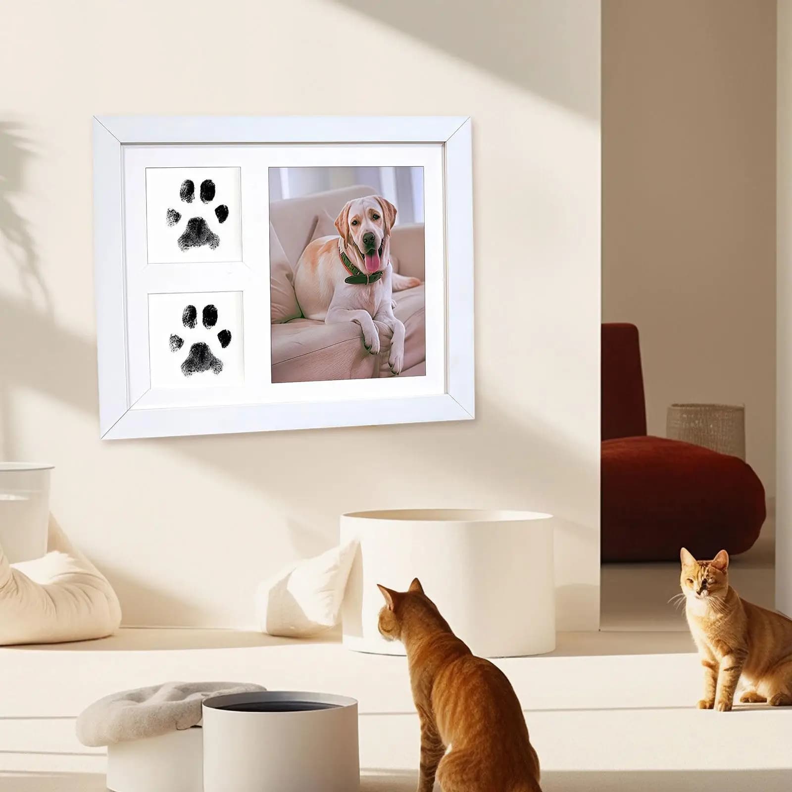 Photo Frame for Domestic Animals with Clean Touch Ink Tip, Commemorative Kit for Dog and Cat Zampe Improper