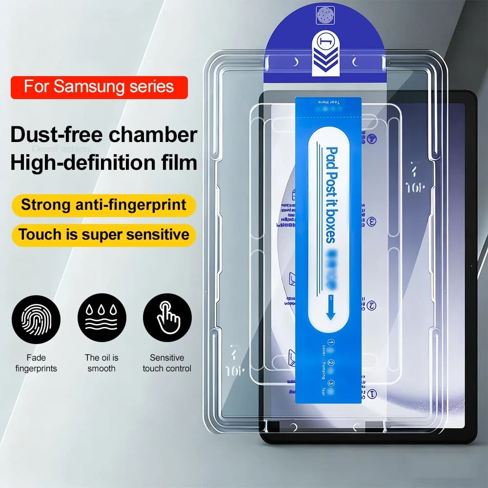 Pellicola Protettiva in Vetro Temperato Antipolvere per Samsung Galaxy Tab A8 A9 Plus S10 FE Plus S7 S8 S9 S6 Lite, Applicazione Senza Polvere con Un Solo Clic