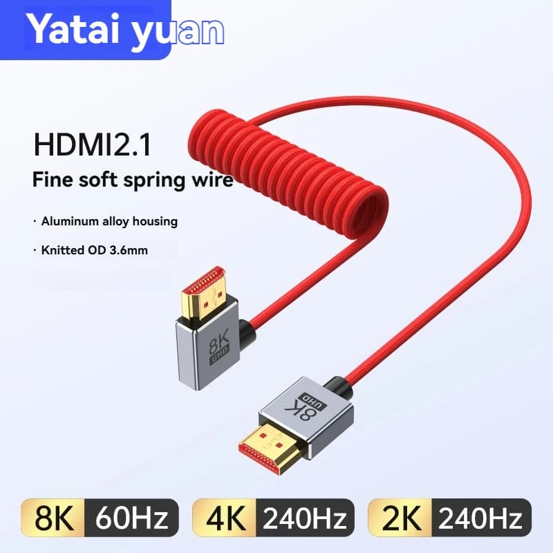 UHD Cable High Speed HDMI-compatible Mini/Micro HDMI-compatible Coiled Cord for HDTV Laptop PC PS4 Camera DV Monitor Display 8K
