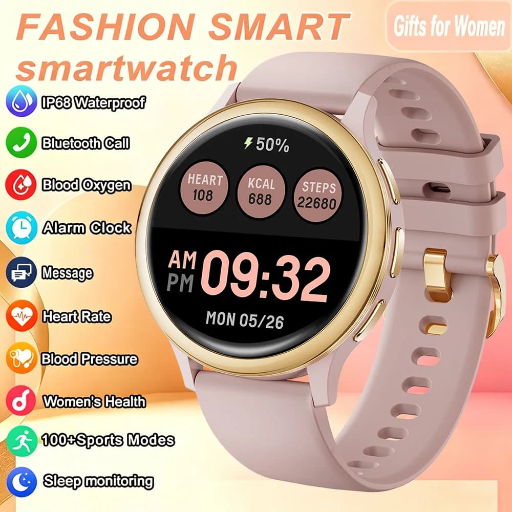 Women's New Smartwatch with 1.27-inch HD Screen For Heart Rate Oxygen Health m onitoring Multiple Sports Modes Smart Watch HT30
