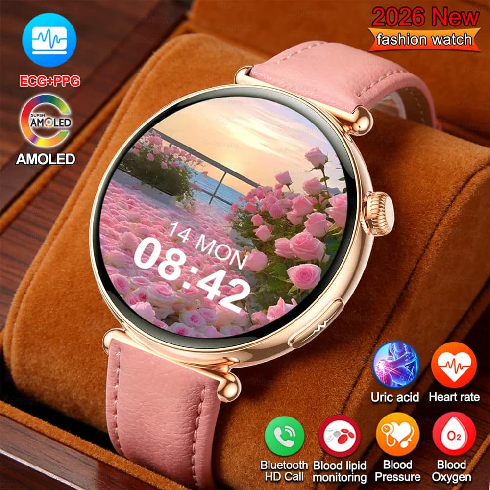 Smartwatch da donna con schermo AMOLED, chiamate, quadrante AI, orologio sportivo da donna, ECG, pressione sanguigna, micro esame fisico, Smart Watch.